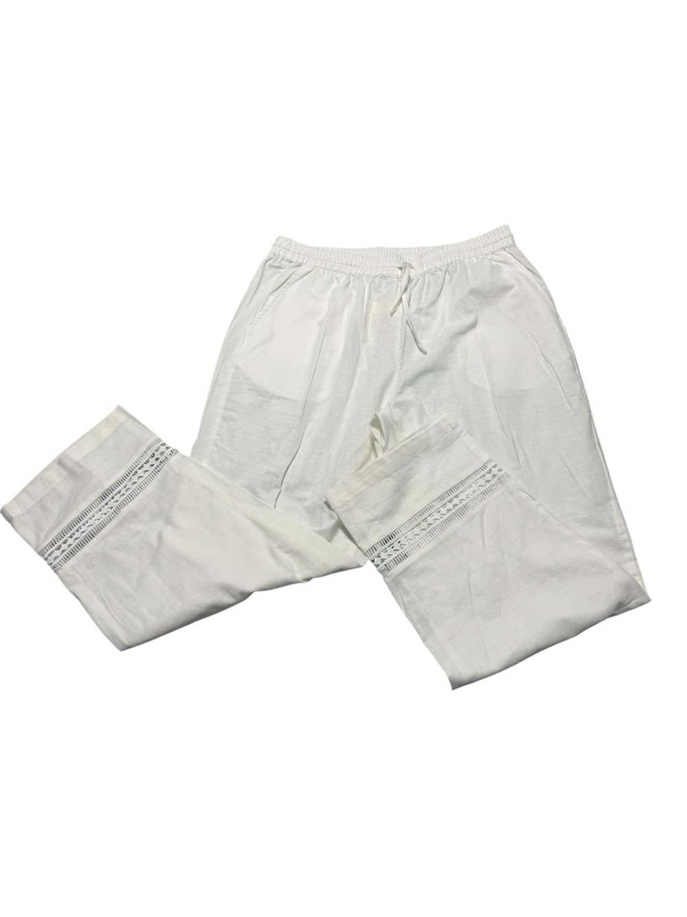 NWT LINTICO Women’s XL White Linen Pants Drawstring Beachy Coastal Minimalist